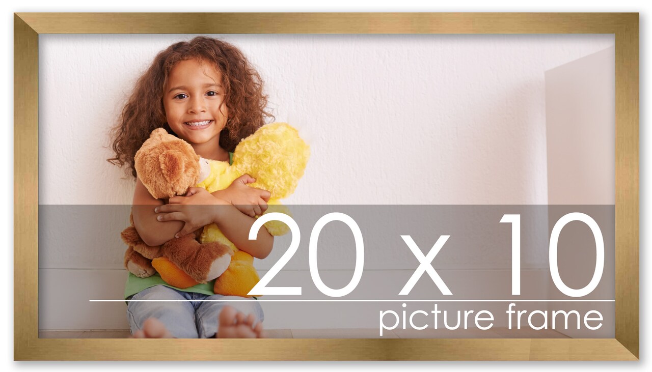 20x10 Solid Wood Picture Frame with UV-Resistant Acrylic & Acid-Free Backing, Available in 6 Finishes: Matte Black, Matte White, Metallic Bronze, Silver, Natural Wood Grain & Mahogany